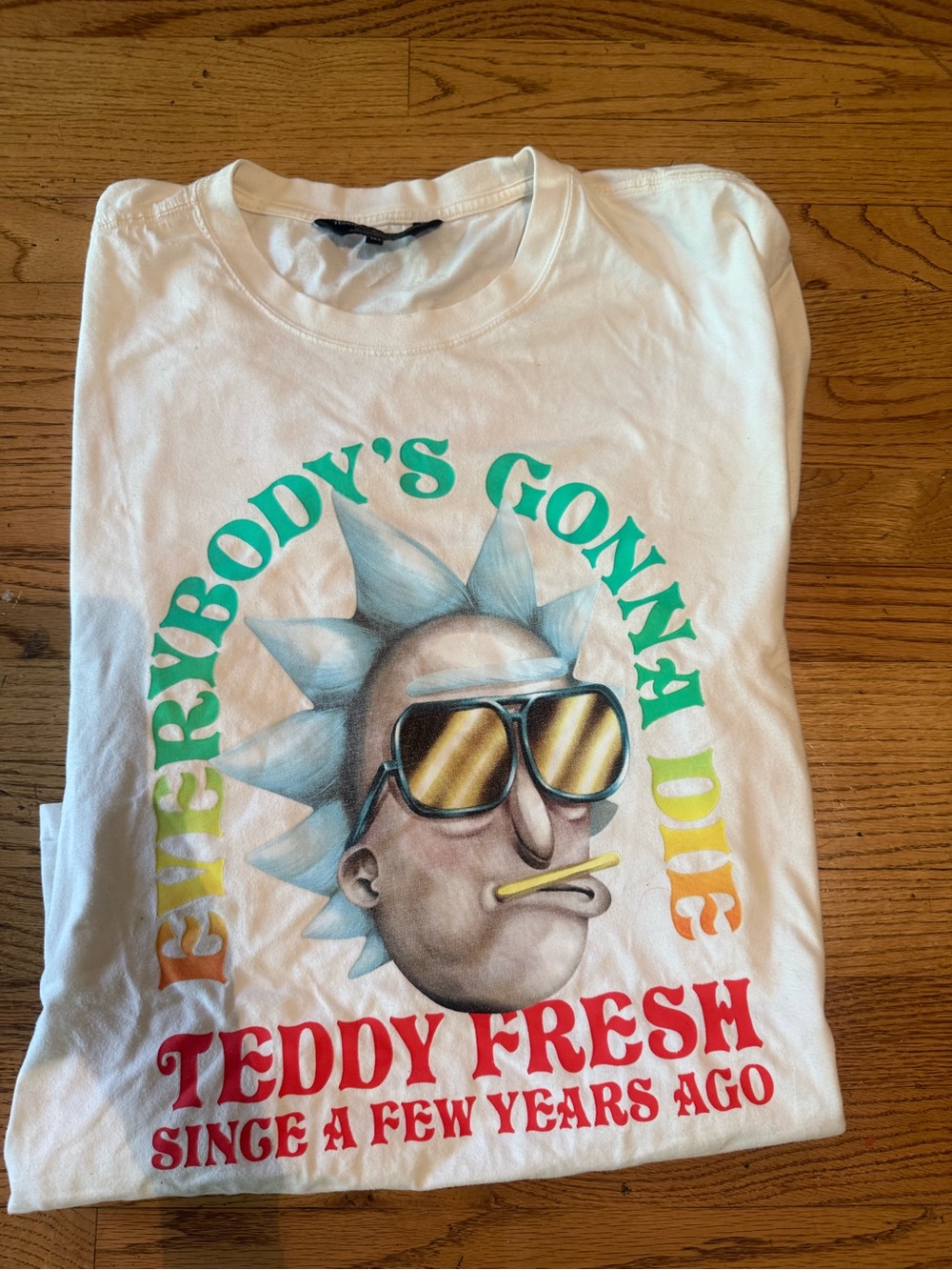 Teddy Fresh White Graphic Tee with Multicolor Print